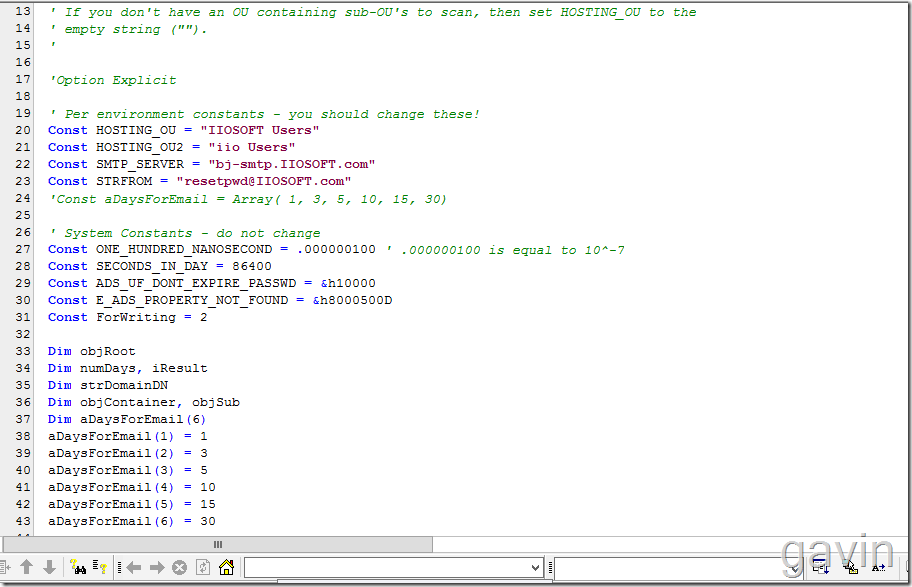VBS域密码过期邮件提醒