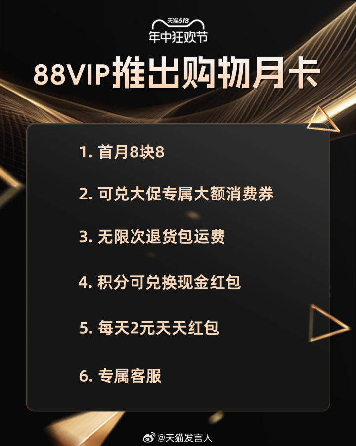 618-天猫推出-元-8.8-可领-购物月卡-大额券-88VIP-首月