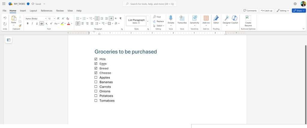 Word-新增支持复选框-微软更新网页版