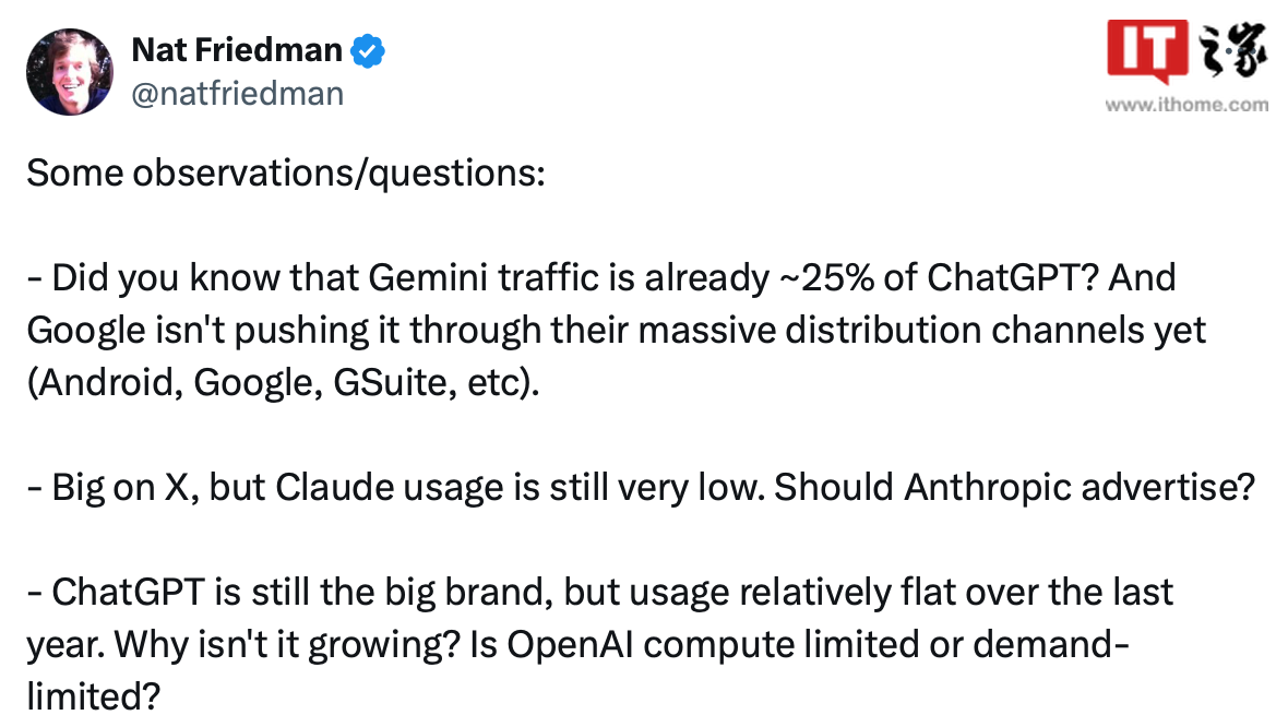 ChatGPT-Gemini-的四分之一-谷歌-流量已是
